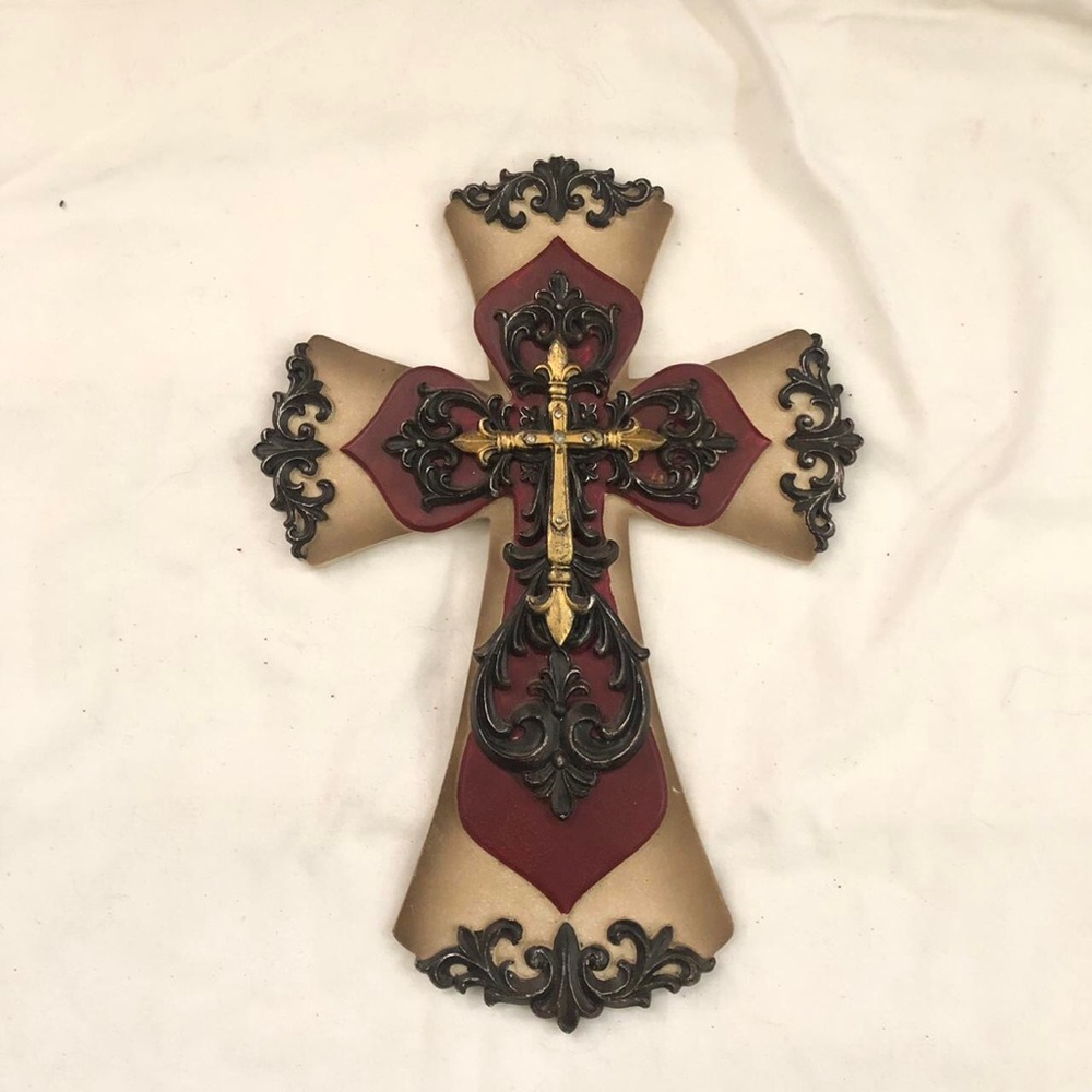 Vintage Rustic Old World Style Large Engraved Spiritual Christian God Wall Cross